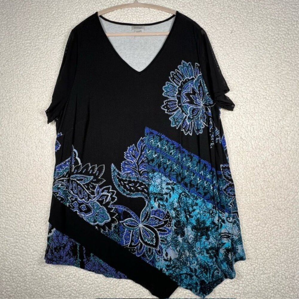 Avenue Womens Plus Size Tunic Asymmetrical hem, Flutter sleeves Size 22/24